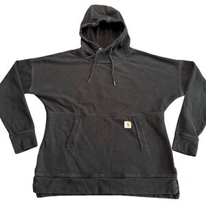 Carhartt Hoodie M Black Pullover Sweatshirt Thumbhole Cuffs